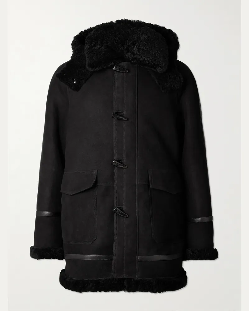 MR P. Oversized Shearling Duffle Coat Black