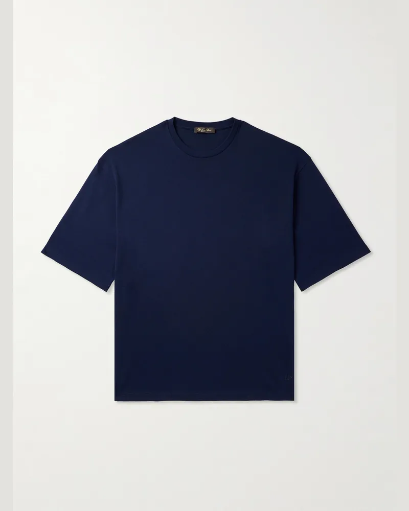 Loro Piana Tremezzo T-Shirt aus Sea-Island-Baumwoll-Jersey Blau