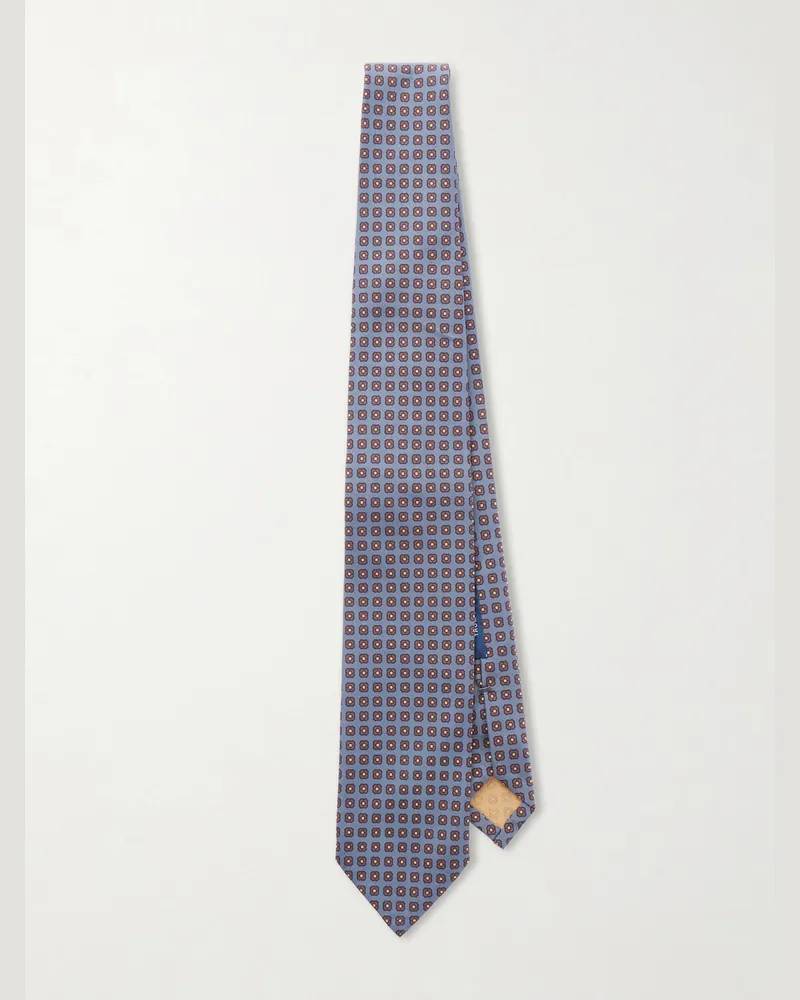 Thom Sweeney 9cm Printed Silk Tie Blue