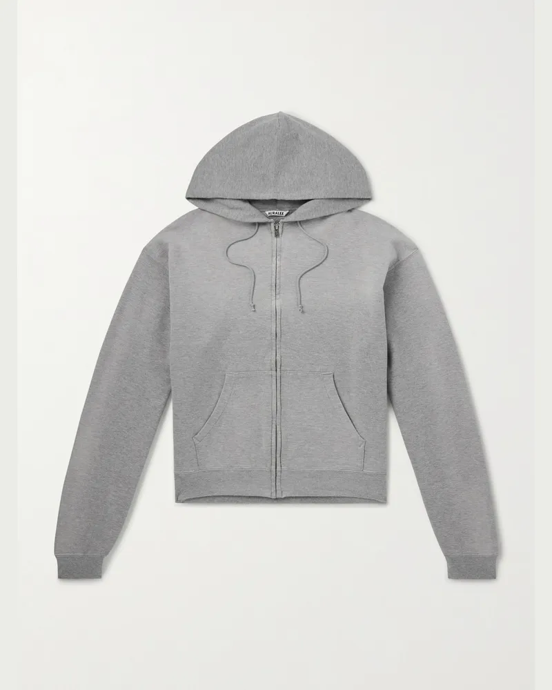 AURALEE Product Dyed Pima Cotton Zip-Up Hoodie Gray