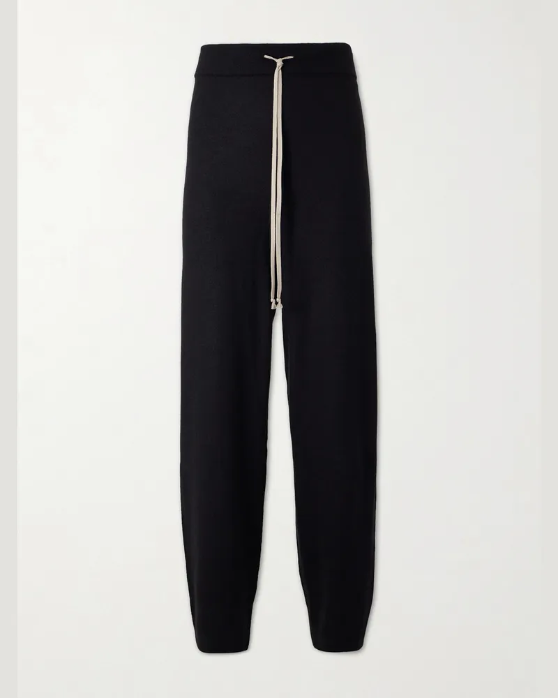 Rick Owens Tapered Boiled-Cashmere Sweatpants Black