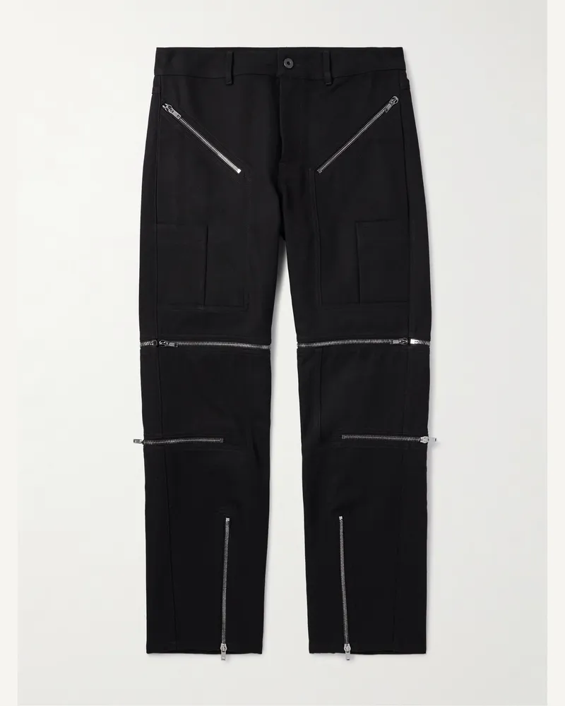 Rick Owens Bonotto Headon gerade geschnittene wandelbare Hose aus Canvas aus einer Baumwollmischung mit Reißverschlüssen Schwarz