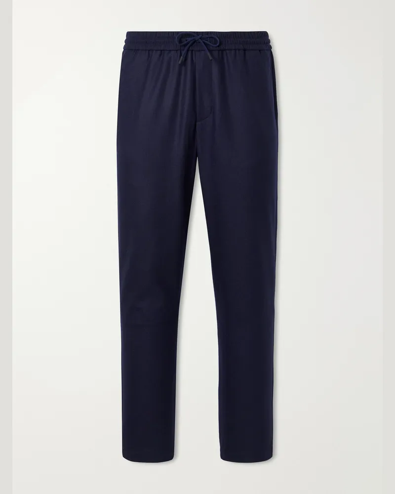 SEASE Mindset Straight-Leg Stretch Virgin Wool-Flannel Trousers Blue