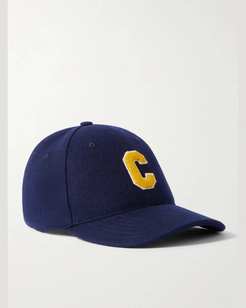 Celine Baseballkappe aus Flanell aus einer Schurwollmischung mit Logoapplikation Blau