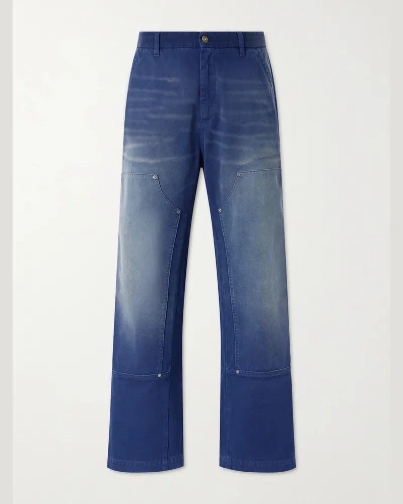 FourTwoFour on Fairfax Straight-Leg Double-Knee Jeans Blue