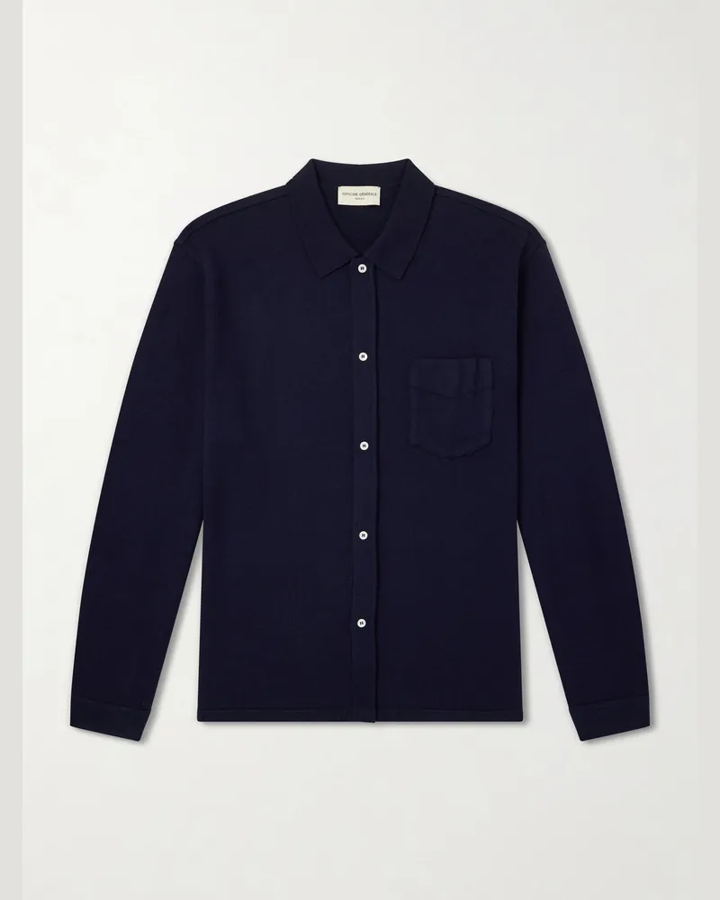 Officine Generale Gareth Wool and Cashmere-Blend Cardigan Blue