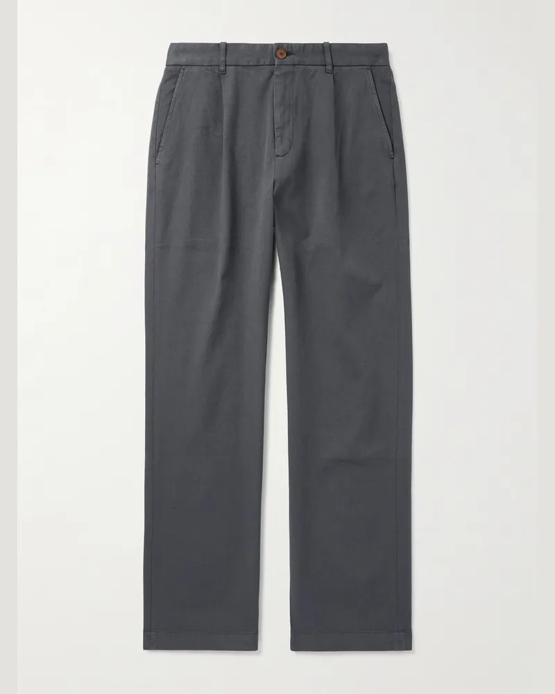 MR P. Edward gerade geschnittene Hose aus „Cavalry“-Twill aus einer Baumwollmischung mit Falten Grau