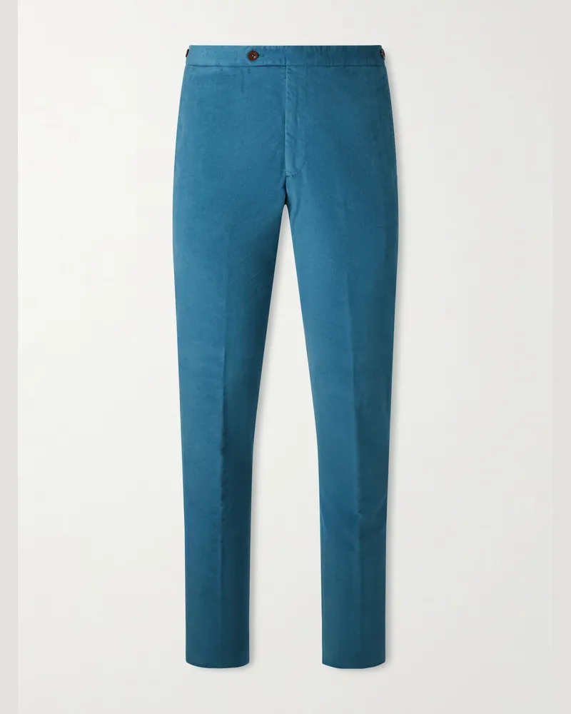 Sid Mashburn Juniper Stretch Cotton-Moleskin Trousers Blue