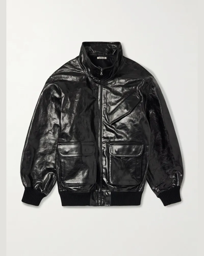 AURALEE Leather Blouson Jacket Black