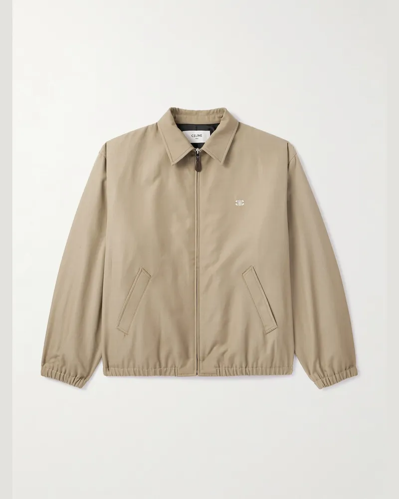 Celine Blouson aus Gabardine aus einer Woll-Baumwollmischung mit Logostickerei Braun