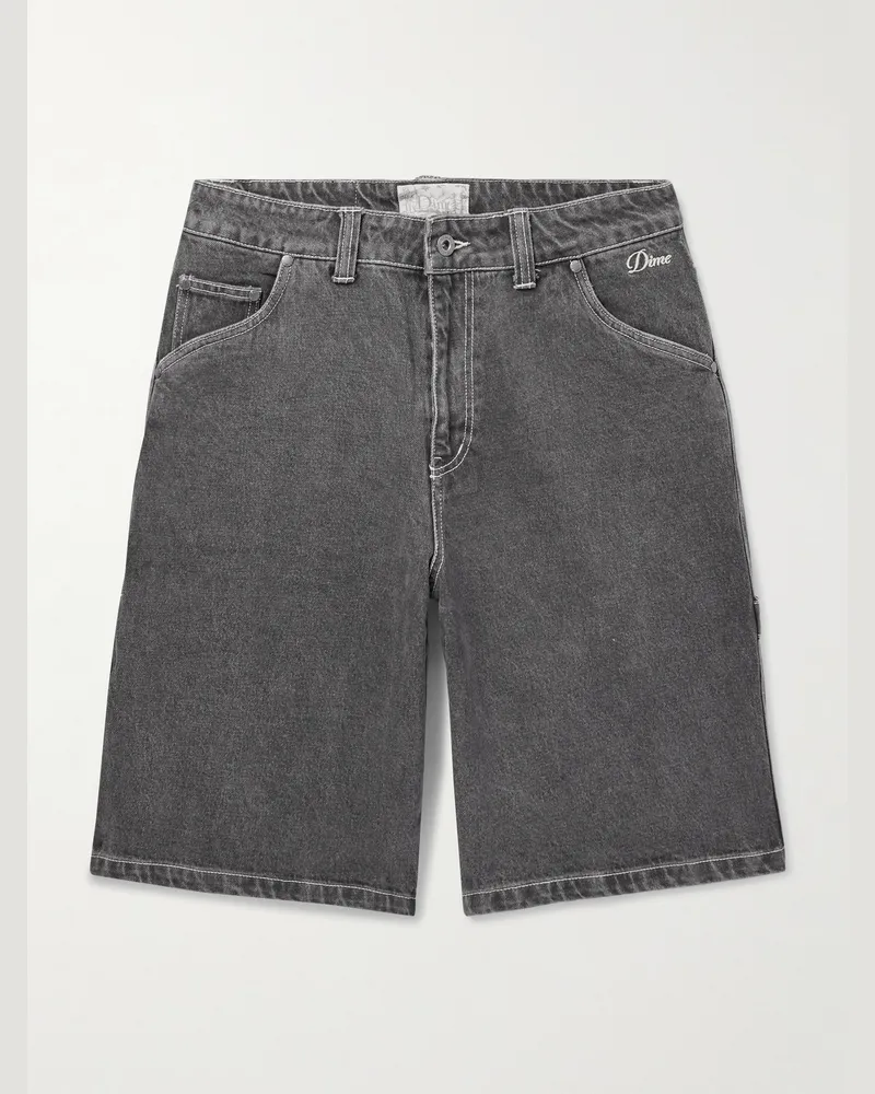 Dime Gerade geschnittene Jeansshorts mit Logo Grau