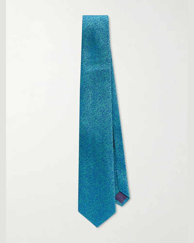 Charvet 8.5cm Silk-Jacquard Tie Blue