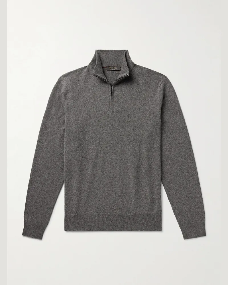 Loro Piana Slim-Fit Baby Cashmere Half-Zip Sweater Gray
