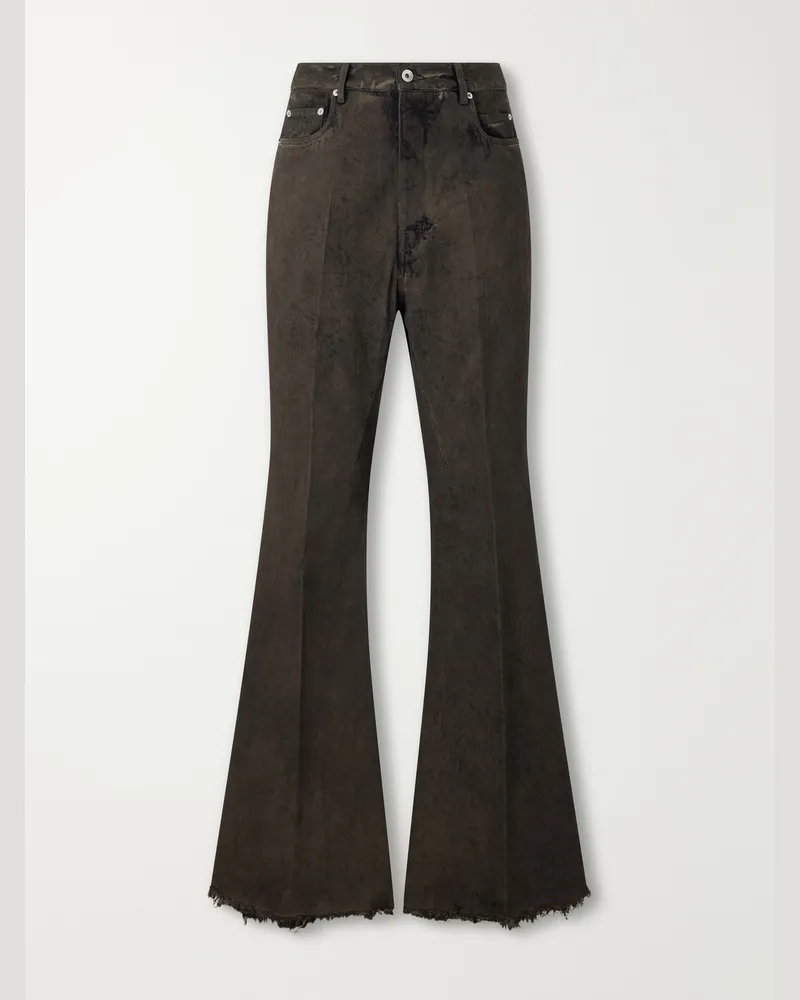 Rick Owens Bolan Flared Frayed Jeans Gray