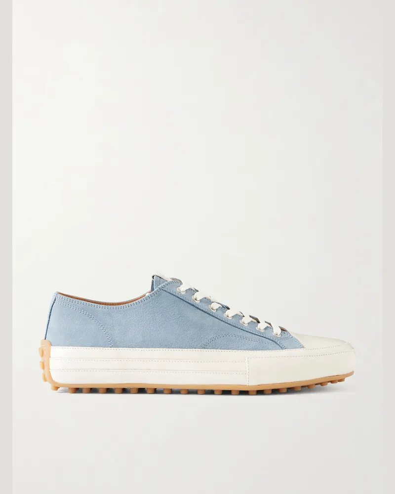 TOD'S Cassetta Leather-Trimmed Nubuck Sneakers Blue