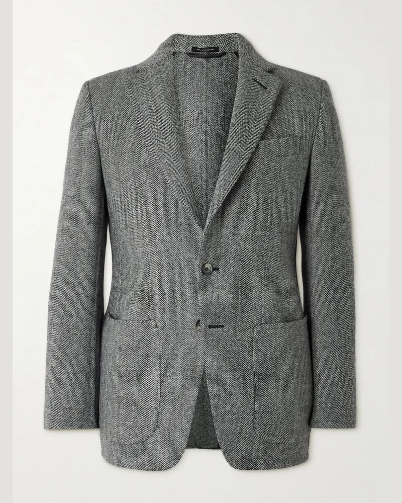 Tom Ford Herringbone Woven Blazer Gray