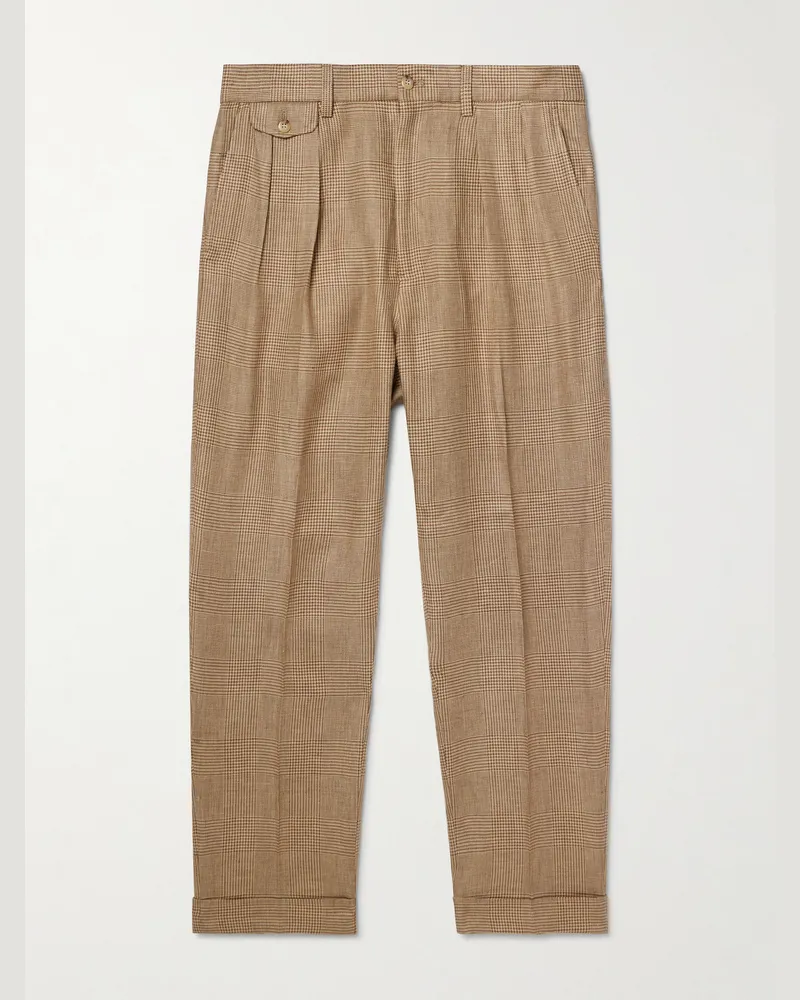 Ralph Lauren Whitman gerade geschnittene Hose aus einer Leinenmischung mit Glencheck-Muster Neutral