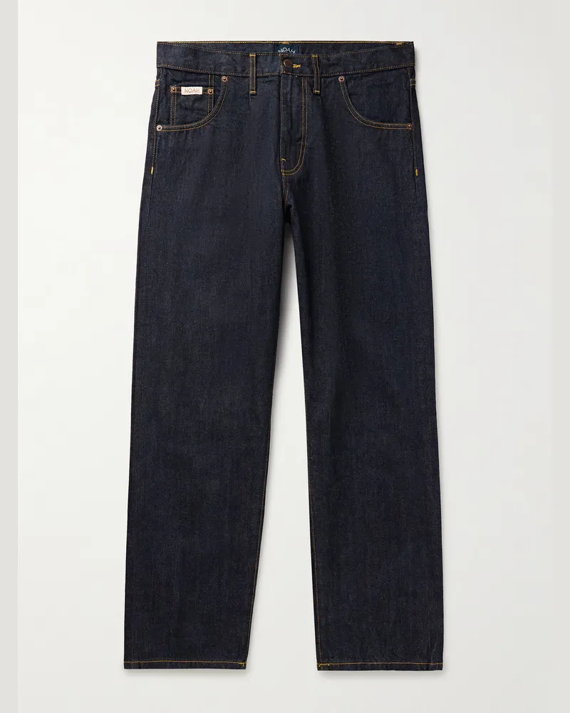 Noah NYC Gerade geschnittene Jeans mit Falten Blau