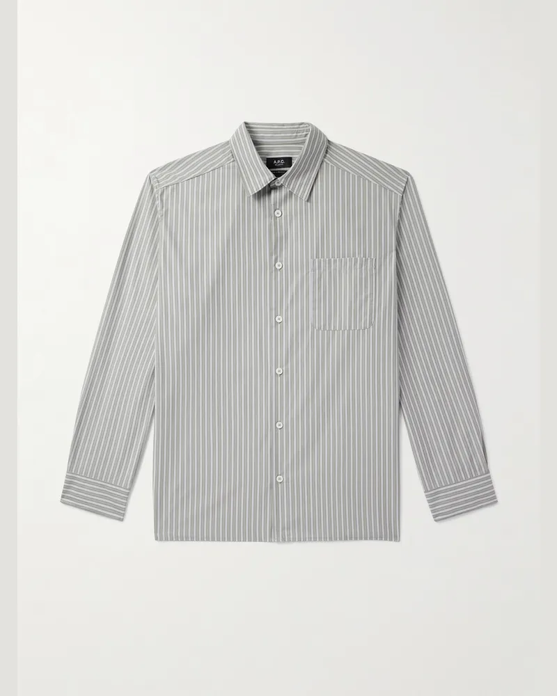 A.P.C. Malo gestreiftes Hemd aus Baumwolle Grau