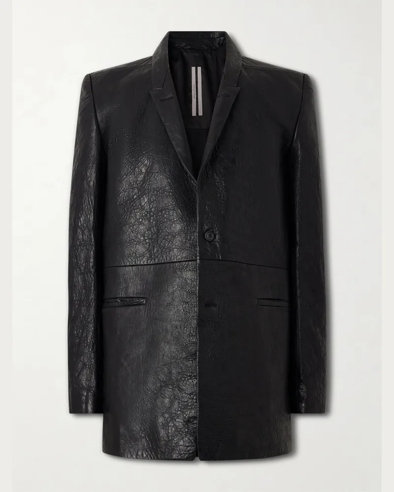 Rick Owens Concordian Textured-Leather Jacket Black