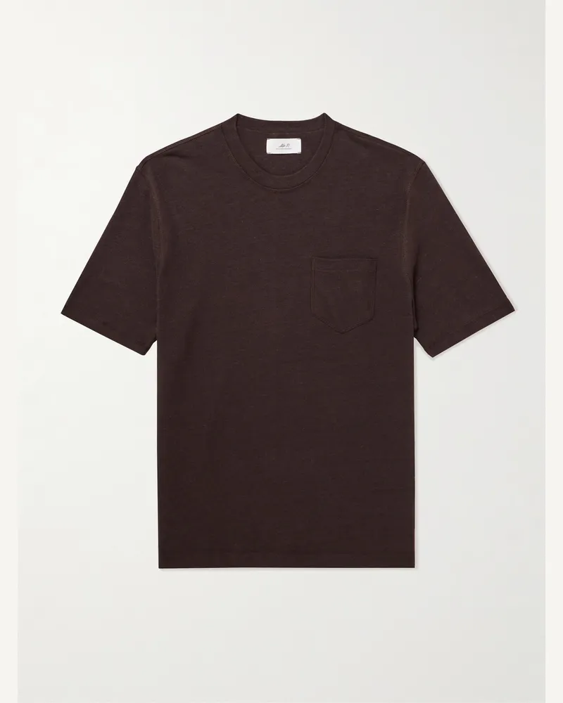 MR P. T-Shirt aus einer Leinen-Biobaumwollmischung Braun