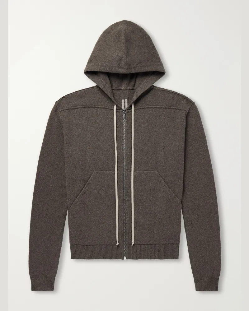 Rick Owens Cashmere and Wool-Blend Zip-Up Hoodie Gray