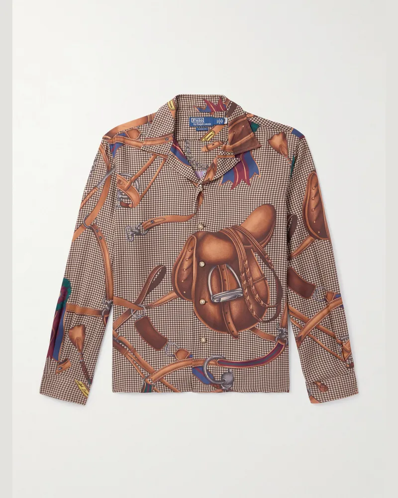 Ralph Lauren Cladys Hemd aus bedrucktem Voile mit wandelbarem Kragen Braun