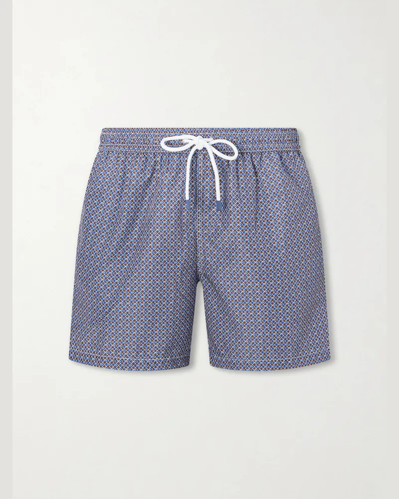 Fedeli Madeira Printed Straight-Leg Swim Shorts Blue