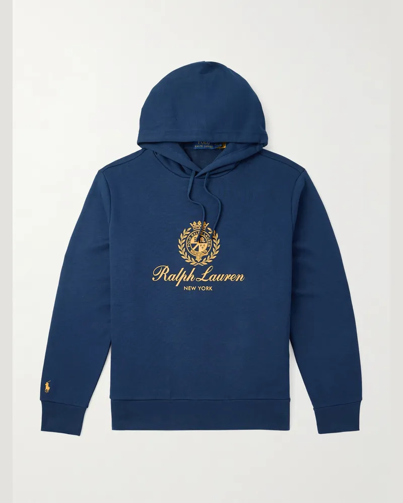 Ralph Lauren Hoodie aus Jersey aus einer Baumwollmischung mit Print Blau