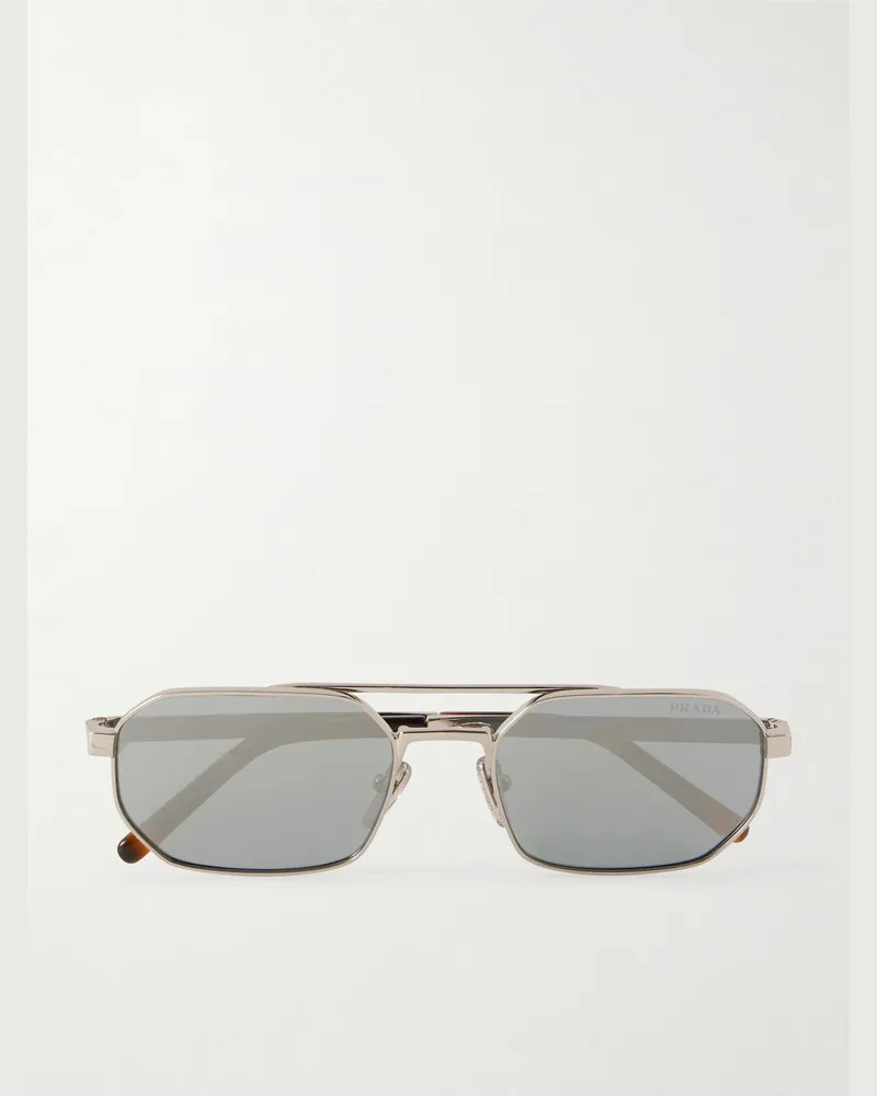 Prada Aviator-Style Silver-Tone Sunglasses Silver