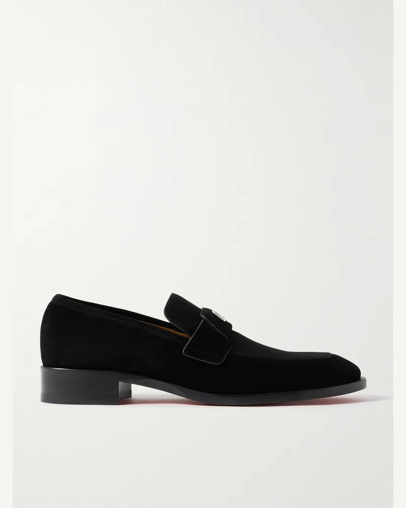 Christian Louboutin Varsimoc Logo-Embellished Suede Loafers Black