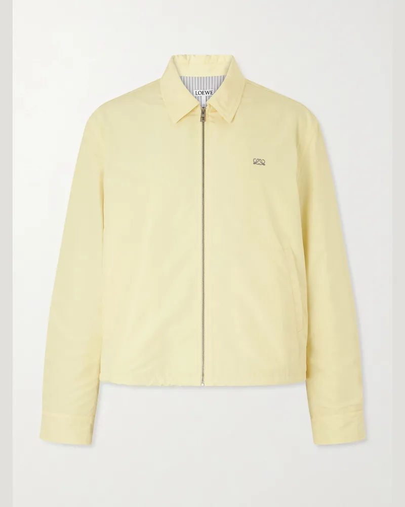 Loewe Logo-Embroidered Cotton-Blend Jacket Yellow
