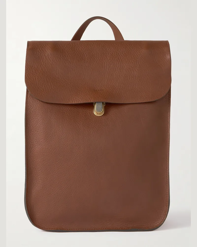 Bleu de Chauffe Full-Grain Leather Backpack Brown