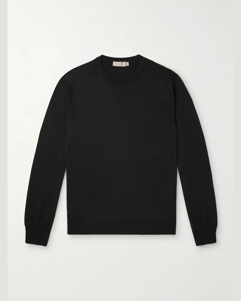 Canali Schmal geschnittener Pullover aus Kaschmir in Stückfärbung Schwarz