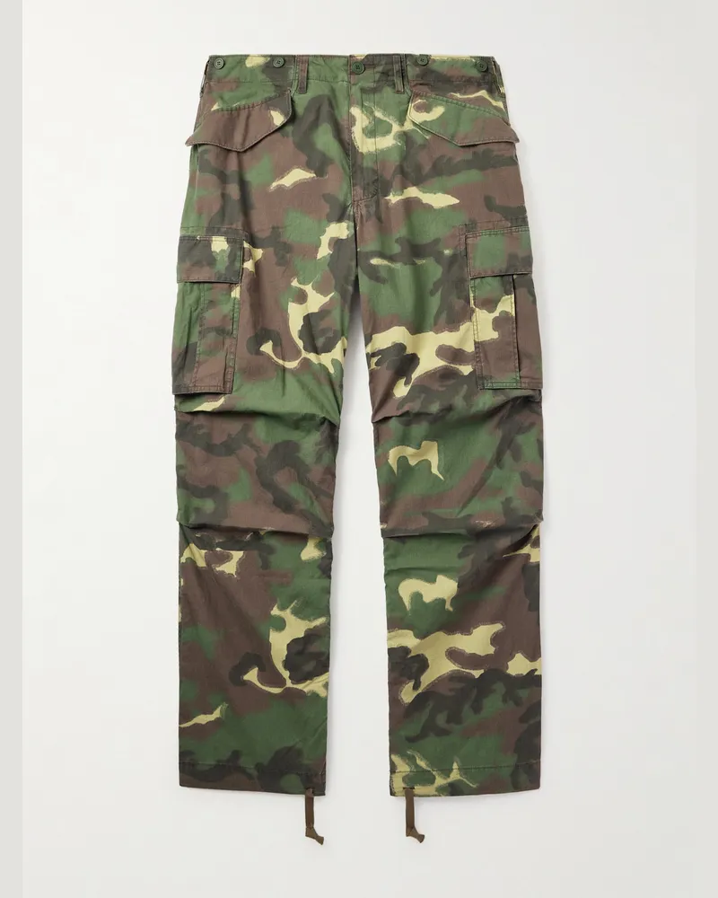 Aimé Leon Dore Gerade geschnittene Cargohose aus Baumwoll-Ripstop mit Camouflage-Print Grün