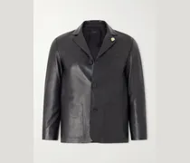 Embellished Leather Blazer