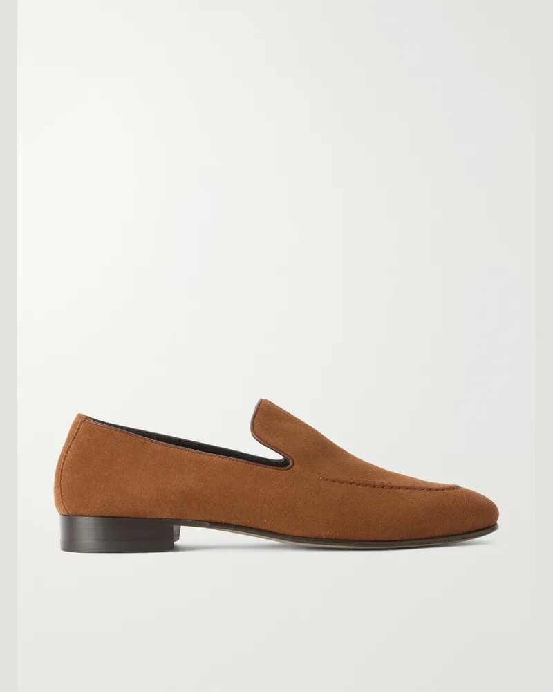 Manolo Blahnik Truro Suede Loafers Brown