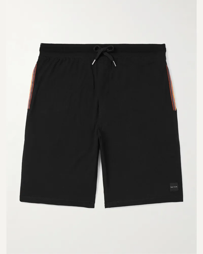 Paul Smith Gerade geschnittene Shorts aus Baumwoll-Jersey mit Logoapplikation Schwarz