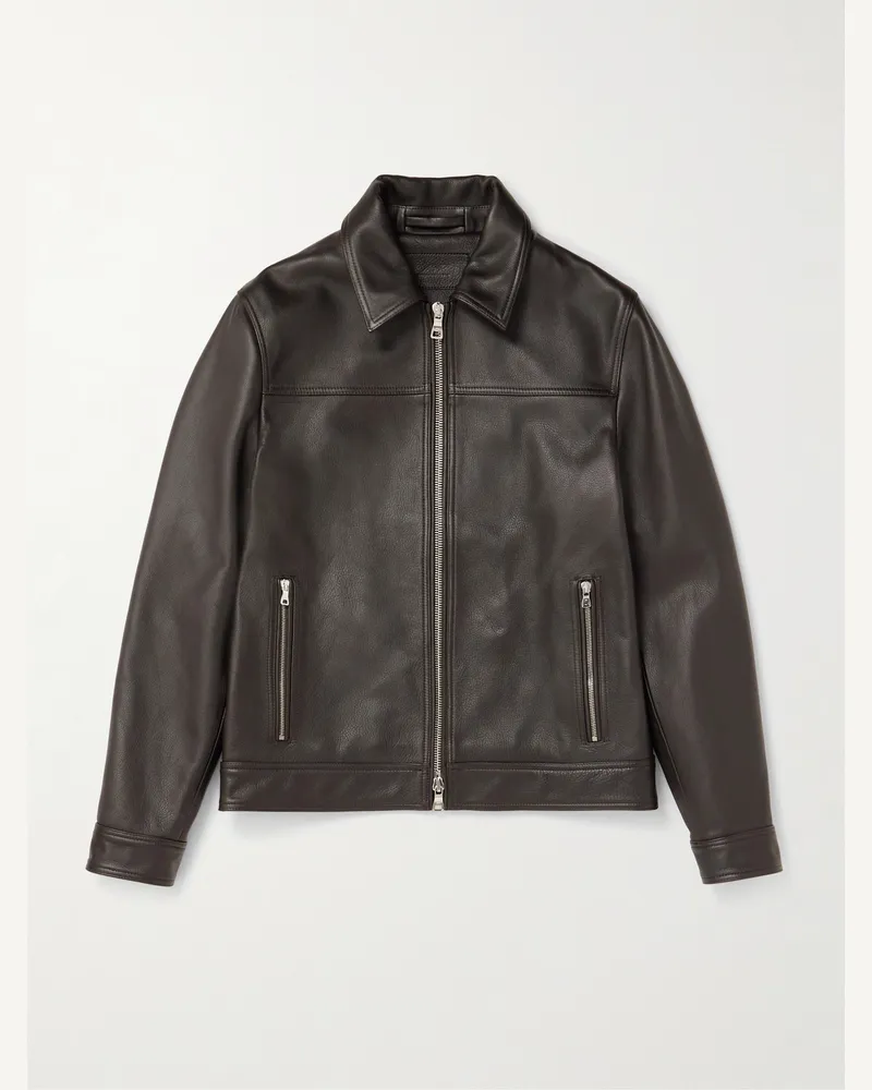 MR P. Full-Grain Leather Coach Jacket Brown