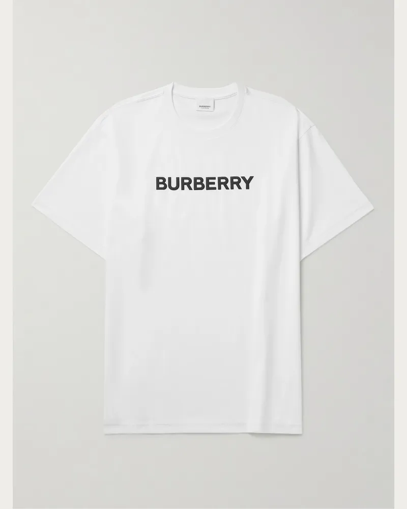 Burberry T-Shirt aus Baumwoll-Jersey mit Logoprint Weiß