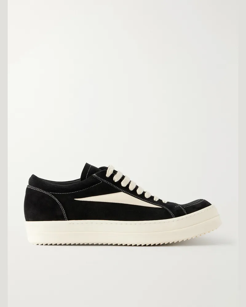 Rick Owens Vintage Full-Grain Leather-Trimmed Suede and Rubber Sneakers Black