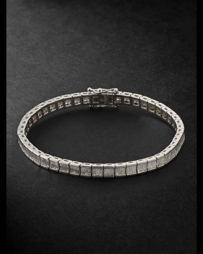 Kolours 14-Karat White Gold Diamond Tennis Bracelet Silver