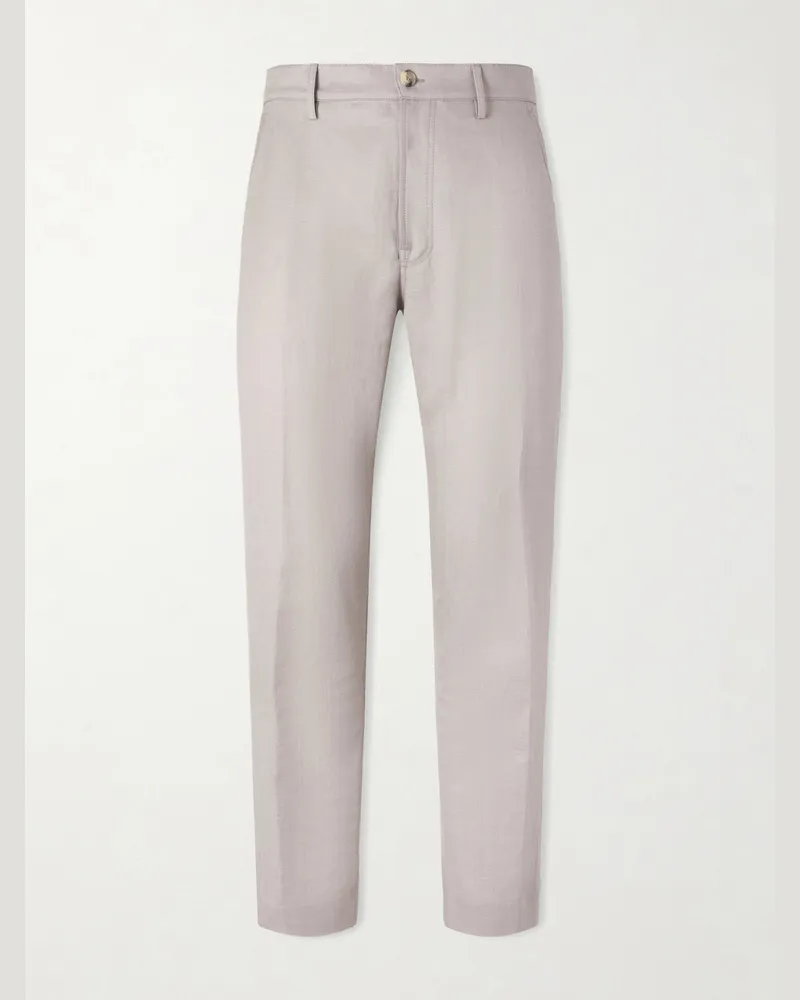 Canali Straight-Leg Wool and Linen-Blend Twill Suit Trousers Neutrals