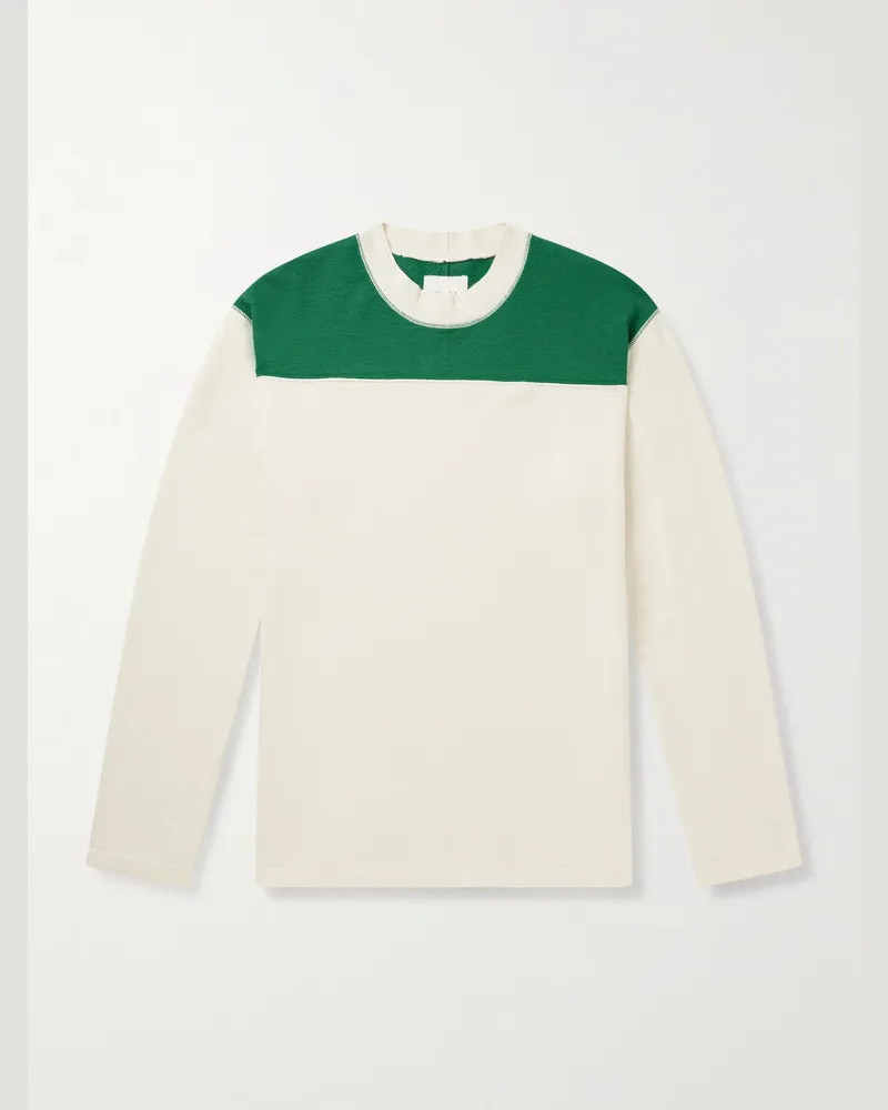 Drake's Zweifarbiges Oberteil aus Baumwoll-Jersey Weiß