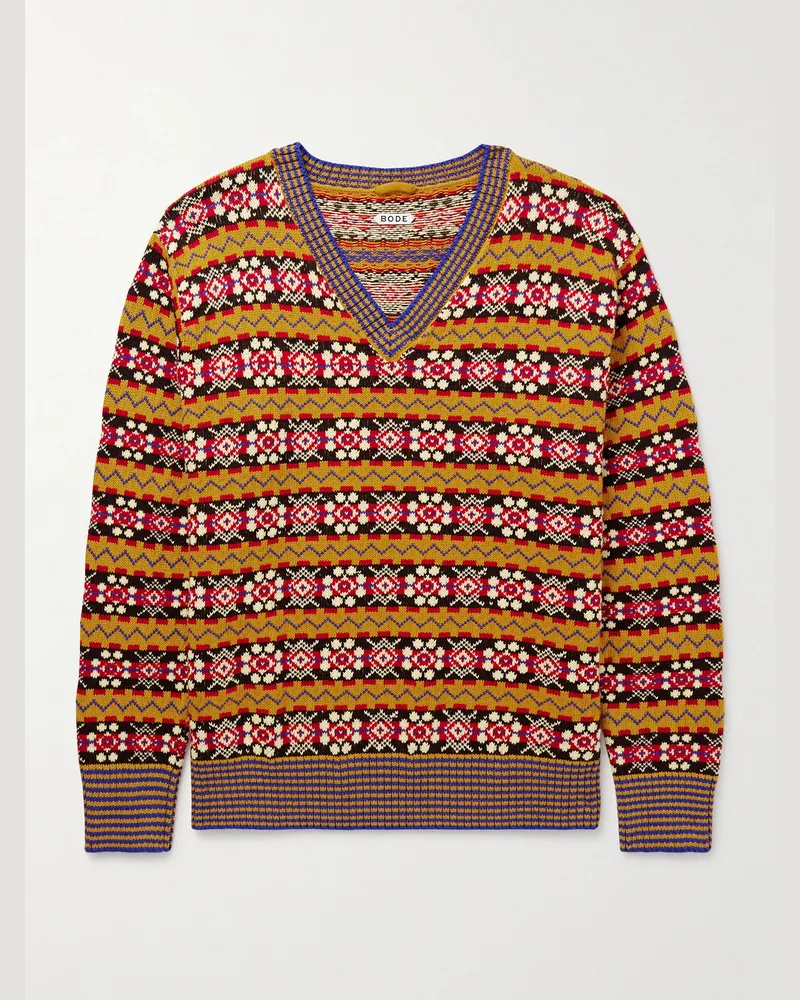 BODE Bracken Pullover aus Jacquard-Strick aus Pima-Baumwolle Braun