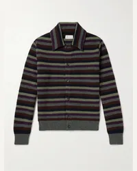 Oliver Spencer Britten gestreifter Cardigan aus Wolle Grau