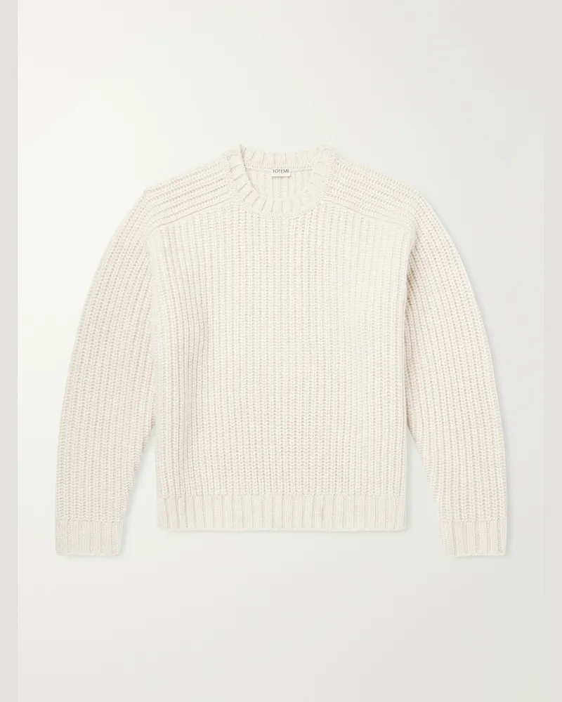Totême Ribbed Wool Sweater Neutrals
