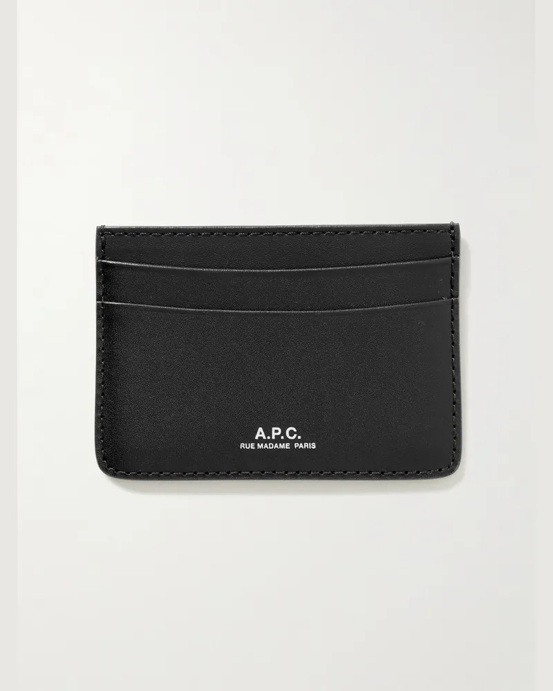 A.P.C. Logo-Debossed Leather Cardholder Black