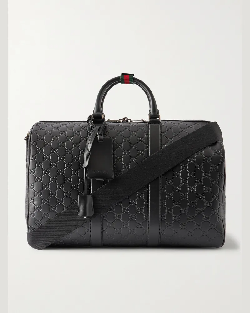 Gucci Arabella Monogrammed Leather Duffle Bag Black