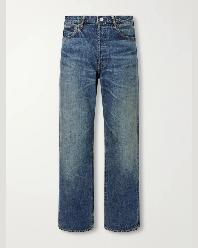 Visvim Social Sculpture 01 Wide-Leg Distressed Jeans Blue